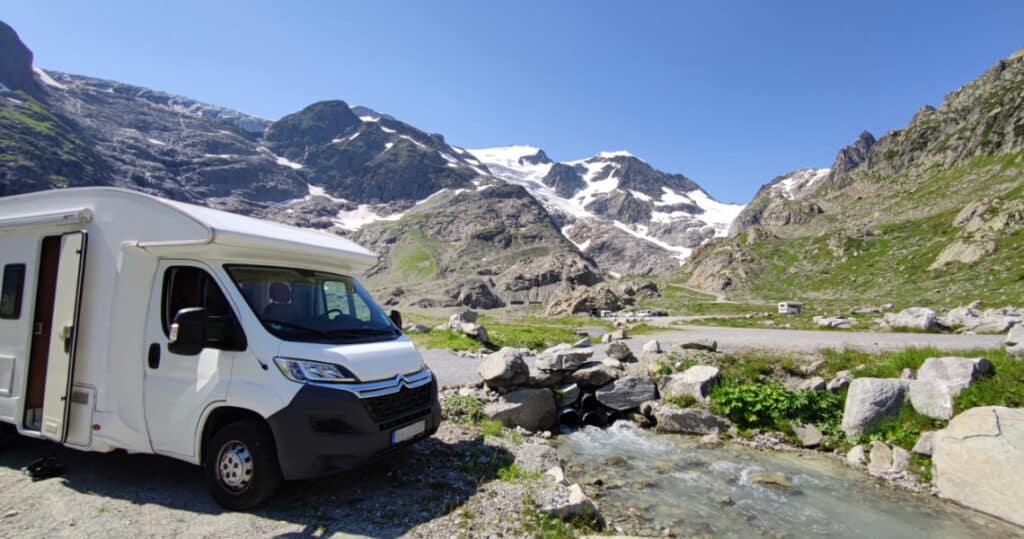 Unser Übernachtungsplatz im Wohnmobil mit Blick Richtung Steingletscher